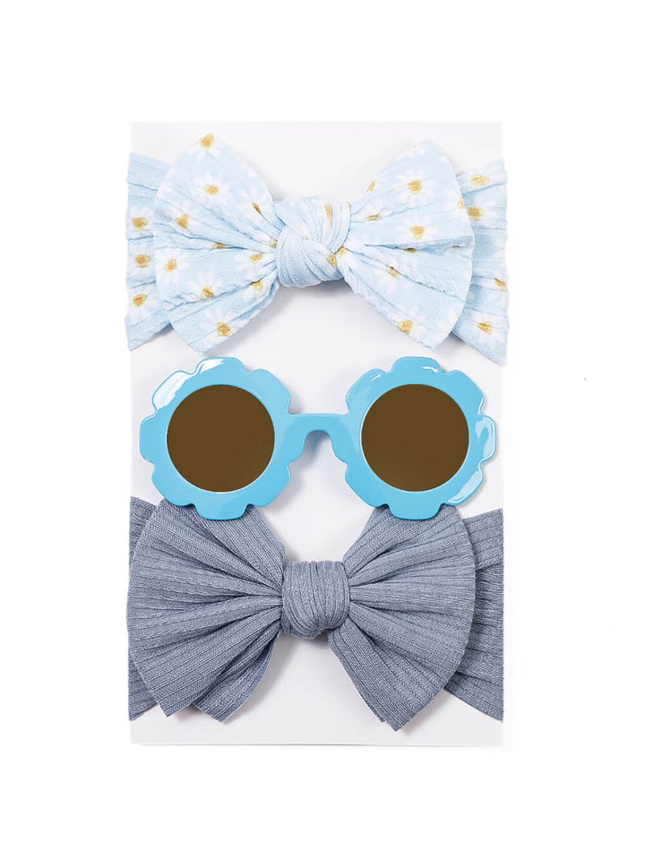 Kinder-Sonnenbrille mit Schleife und Stirnband, 3-teiliges Set