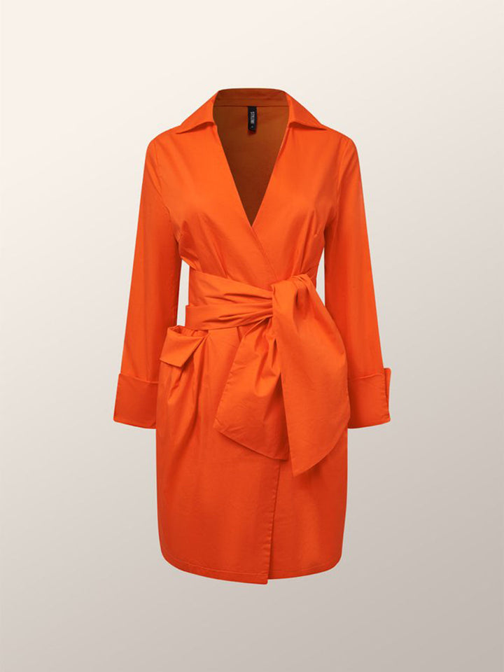 Orange Drapert Koteng Wrap-Shirt Kleed