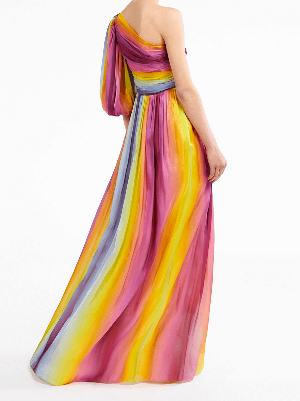 שמלת מקסי מחוץ לכתף בהדפס קשת