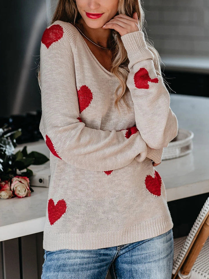 Maglione lavorato a maglia con scollo a V per San Valentino