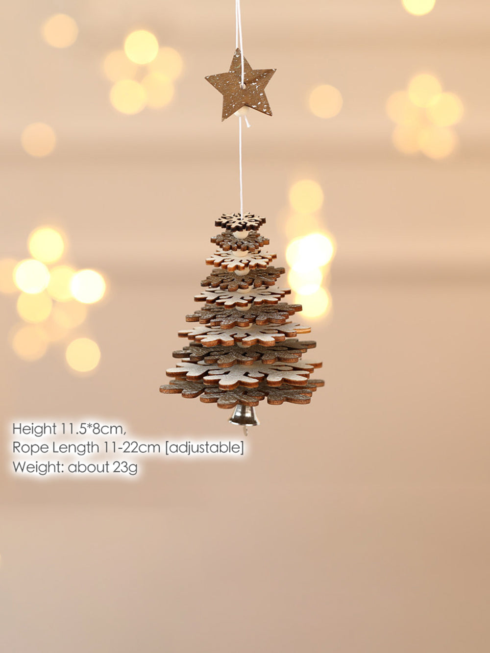 Fiocco di neve stella a cinque punte di Natale con pendente a campana