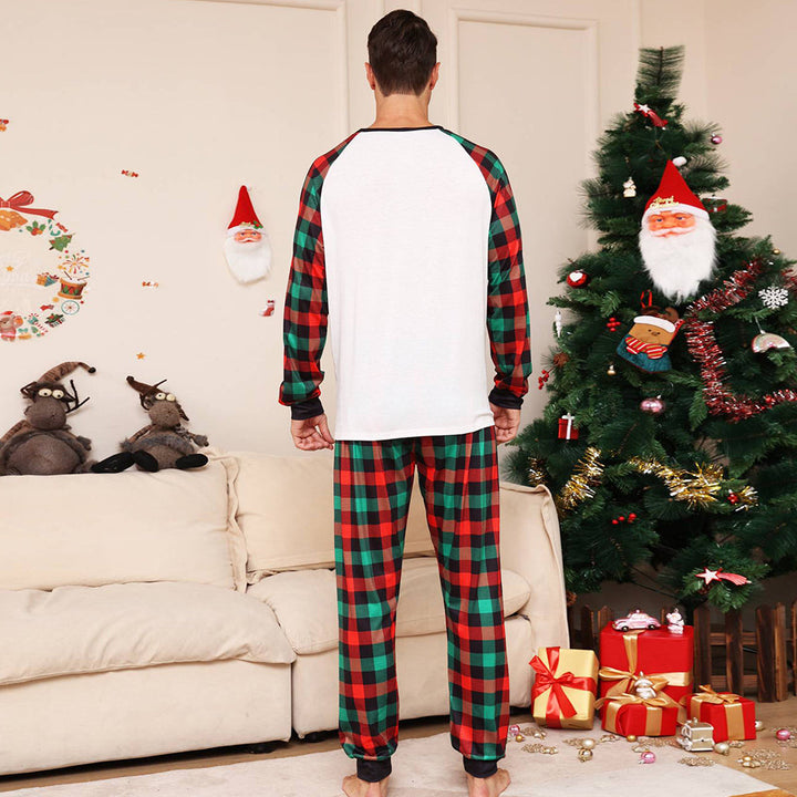 Weihnachts-Familien-Schlafanzug-Set, grüner Gitter-Schlafanzug
