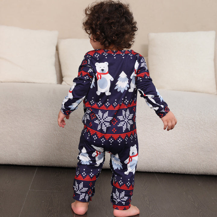 Jul Familie Matchende Pyjamas Sett Navy Isbjørn Pyjamas