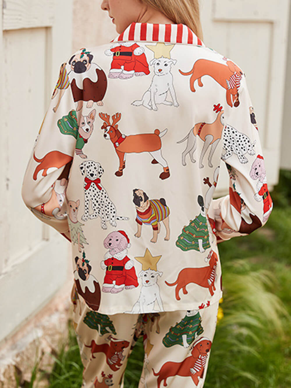 Conjunto de pijama com estampa de cachorro de Natal