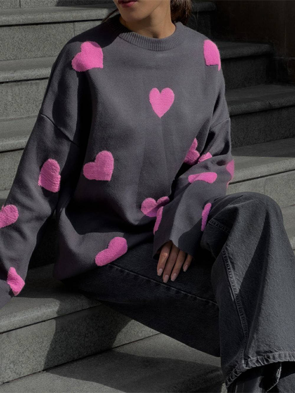 Sweat-shirt en tricot à cœur