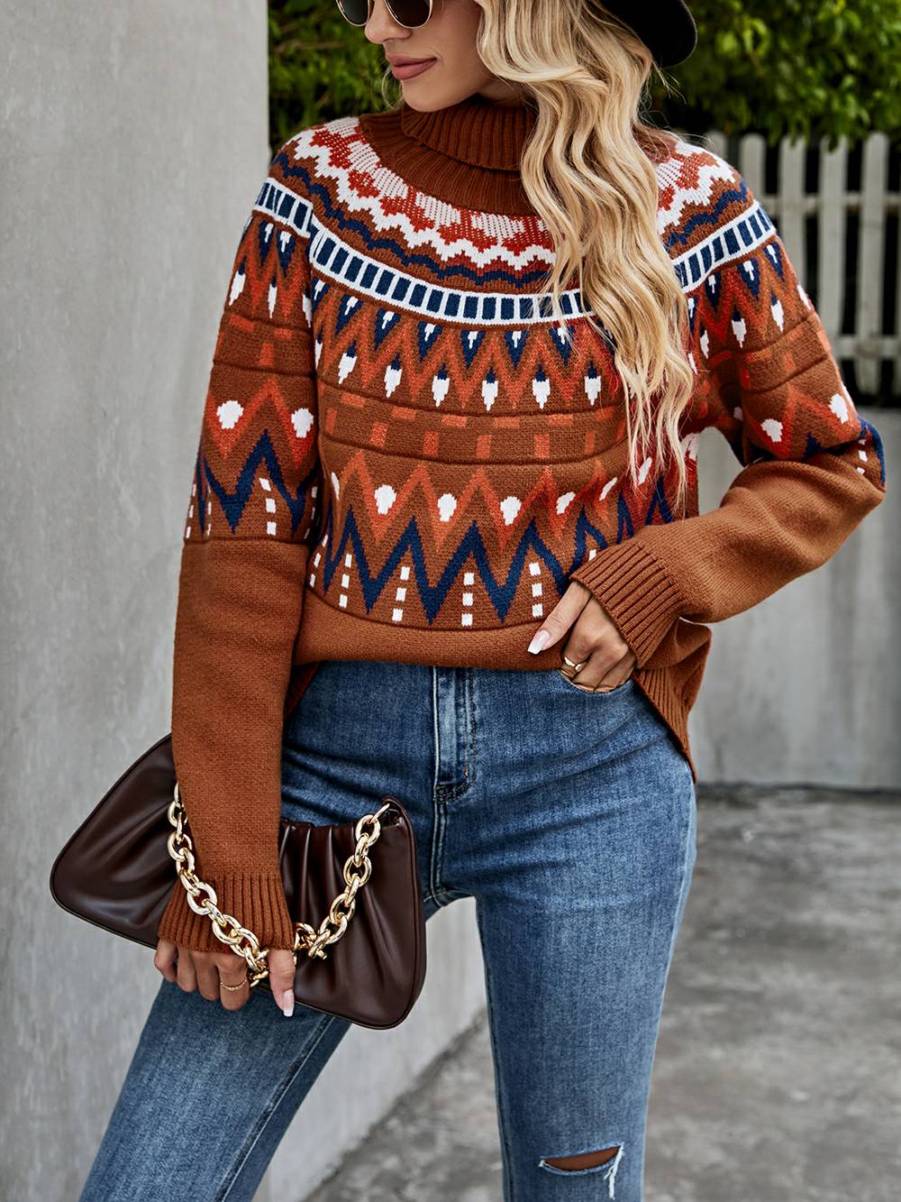 Vintage ριγέ πουλόβερ με ζιβάγκο