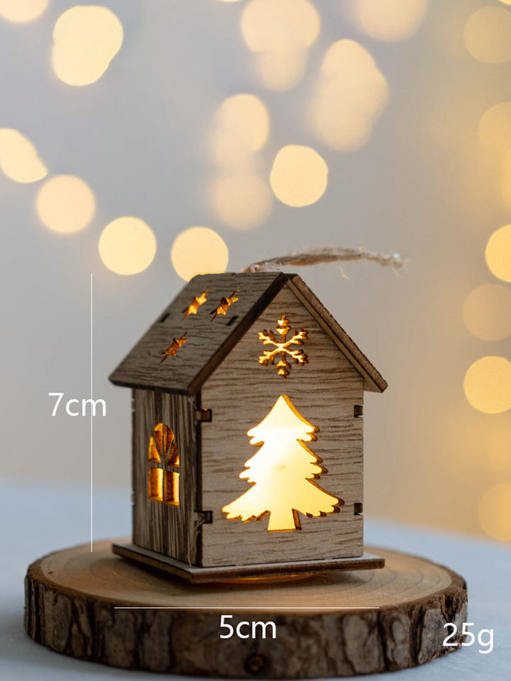 Decorações de casa de madeira para árvore de Natal