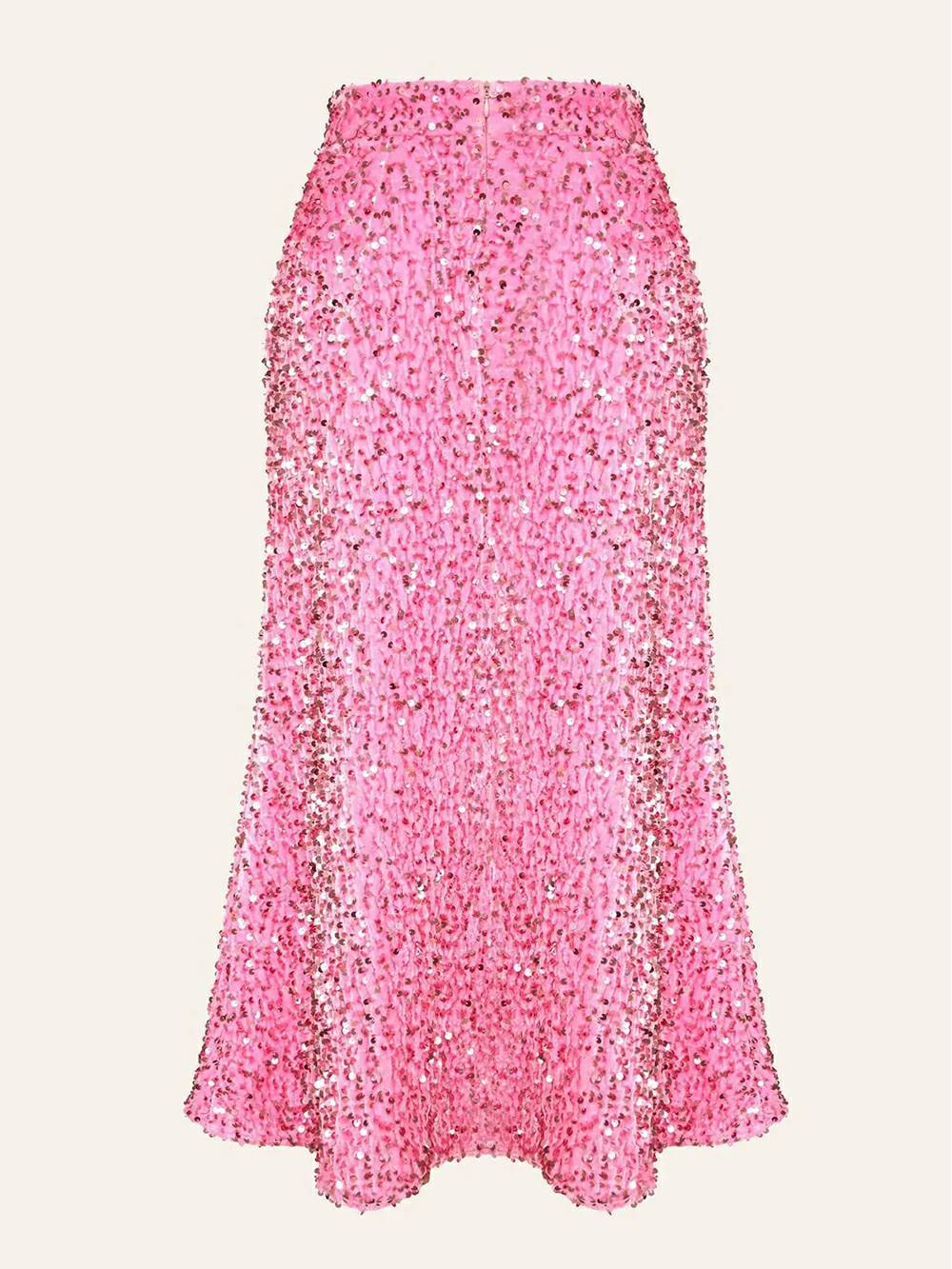 Falda de terciopelo decorada con lentejuelas en rosa