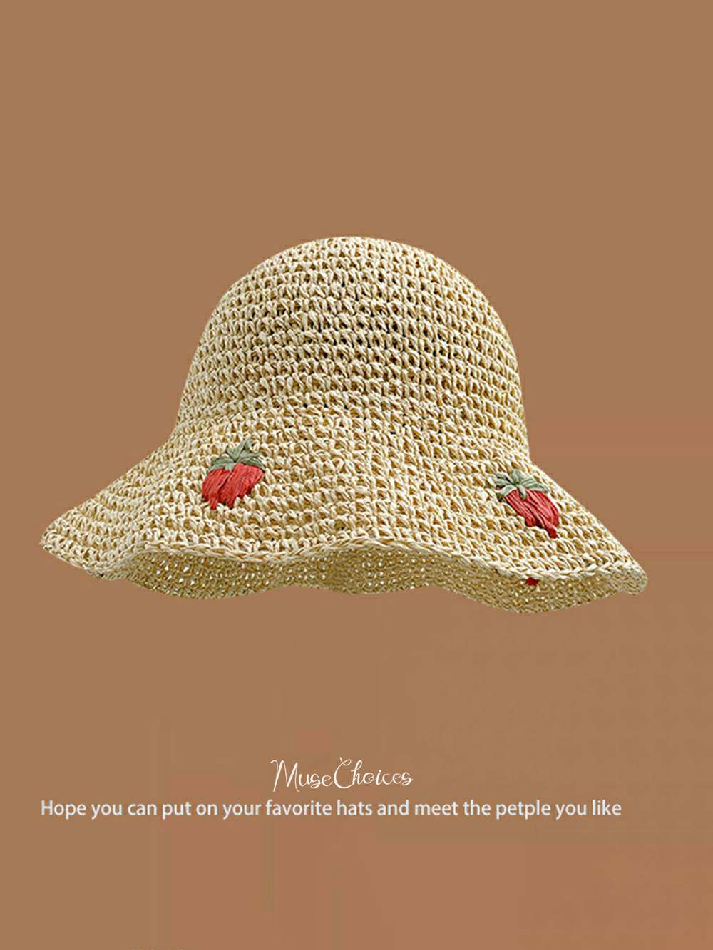 Vävd Raffia Big Strawberry Beach Sun Hat