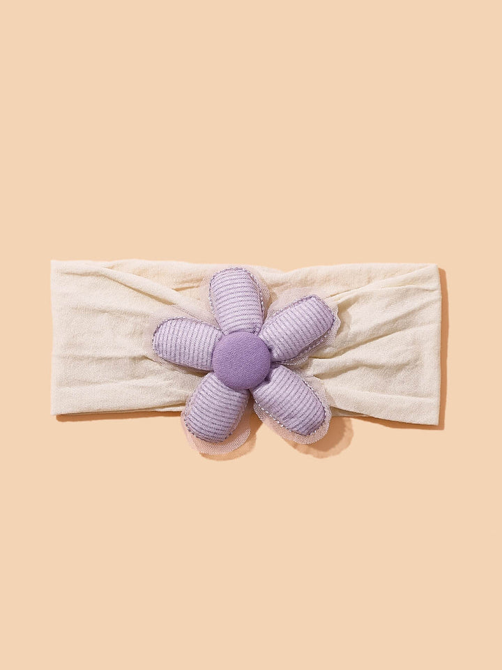 Tiaras com design remendado de flores cheias de algodão 3D para bebê