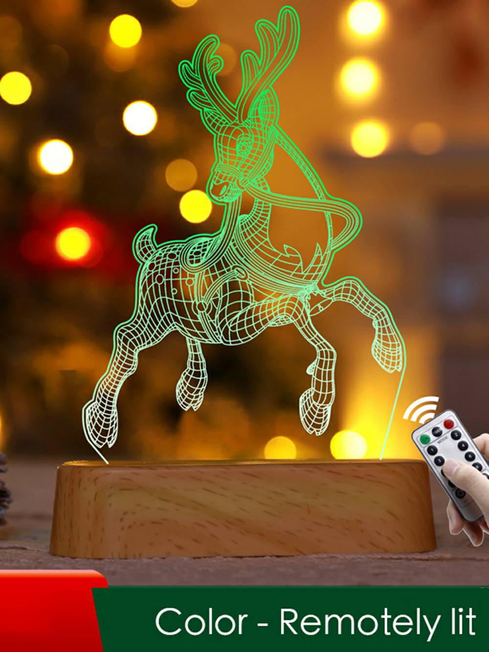 Colorful LED Acrylic Reindeer Night Light - Christmas Decor