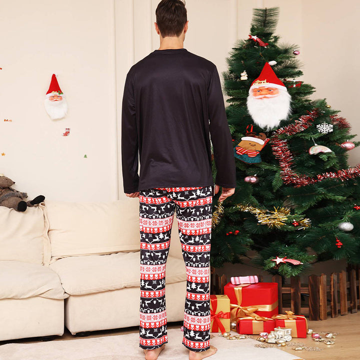 Conjunto de pijamas combinando para a família de Natal Pijama de veado preto