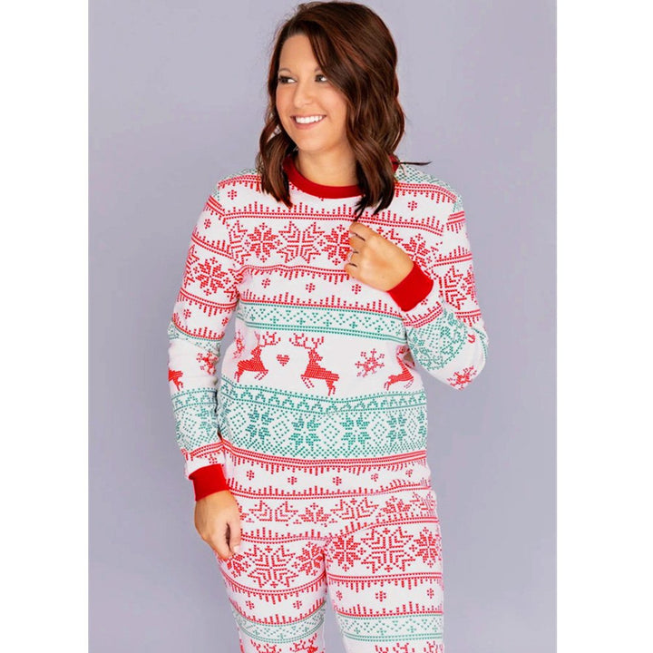 Kersthert Sneeuwvlok Familie bijpassende pyjamaset (met hondenkleding voor huisdieren)