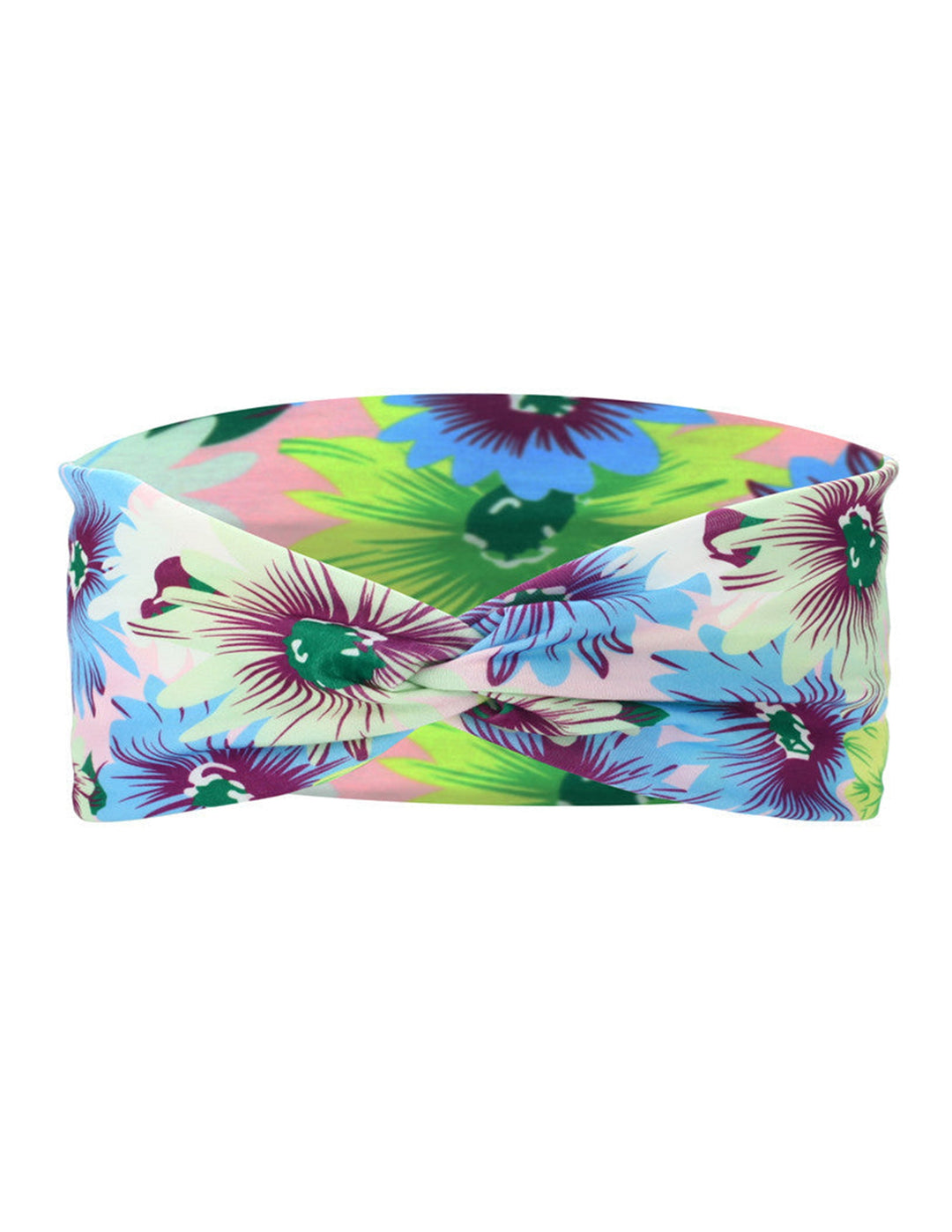 Dünnes Haarband mit mehrfarbigem Sonnenblumen-Print und gedrehter Vorderseite