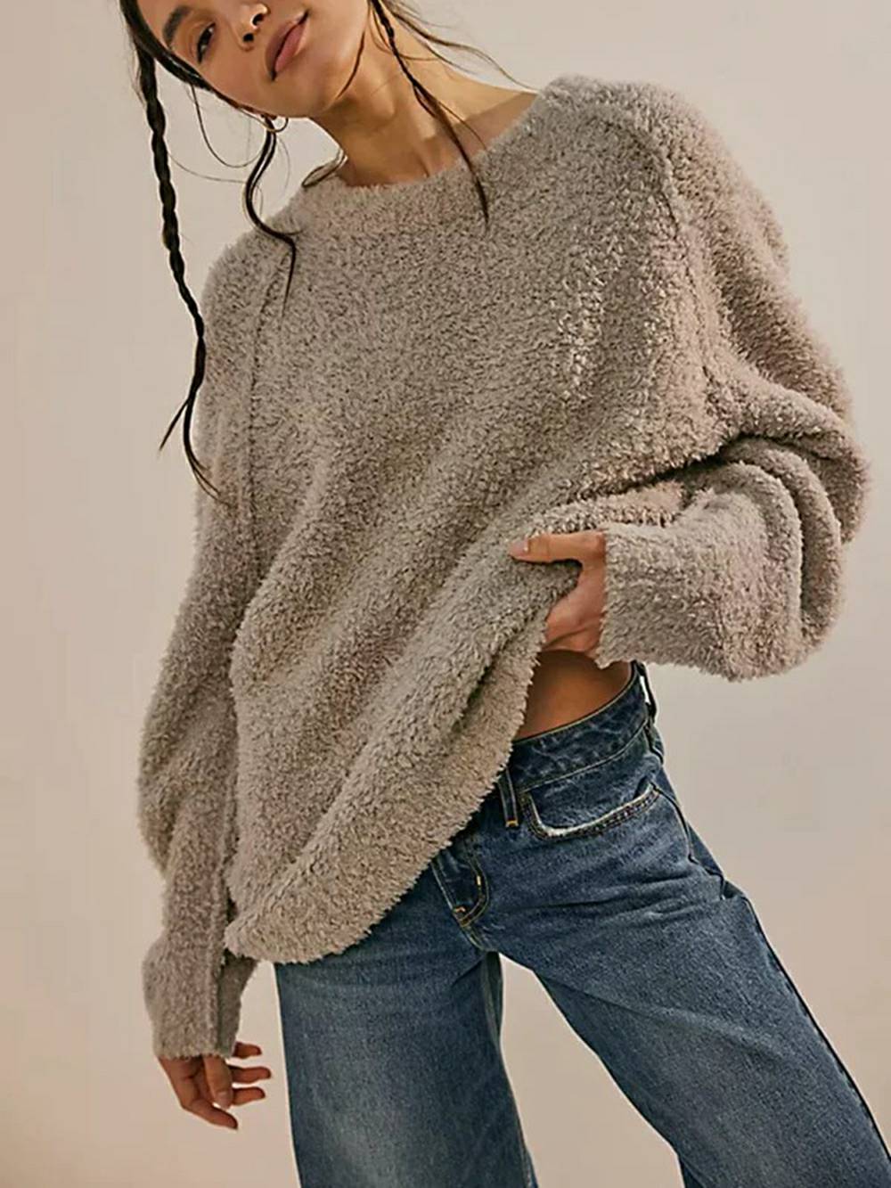 레이스 플로위 미니 드레스 & 테디 스웨터