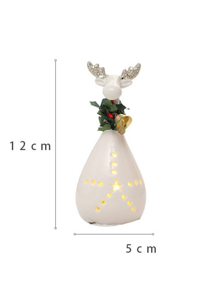 Ceramic Snowman & Reindeer Light-up Christmas Decor