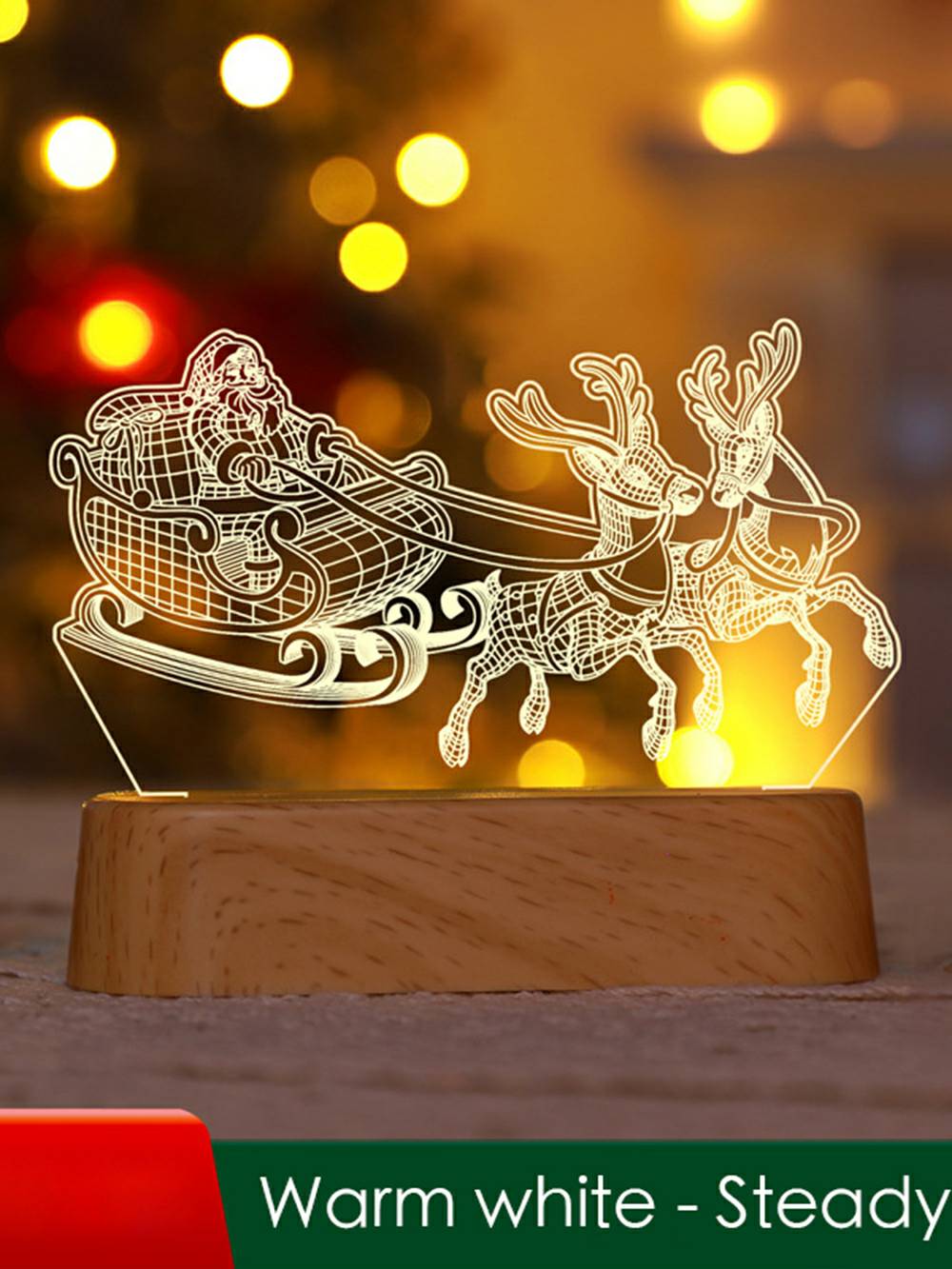 Colorful LED Acrylic Reindeer Night Light - Christmas Decor