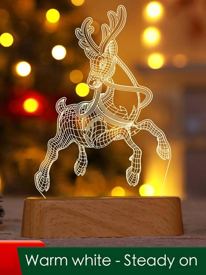 Luz LED colorida de noche de reno acrílico - Decoración navideña