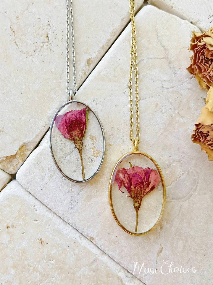 Resin Pressed Flower Necklaces - Colorful Mix Floral Set