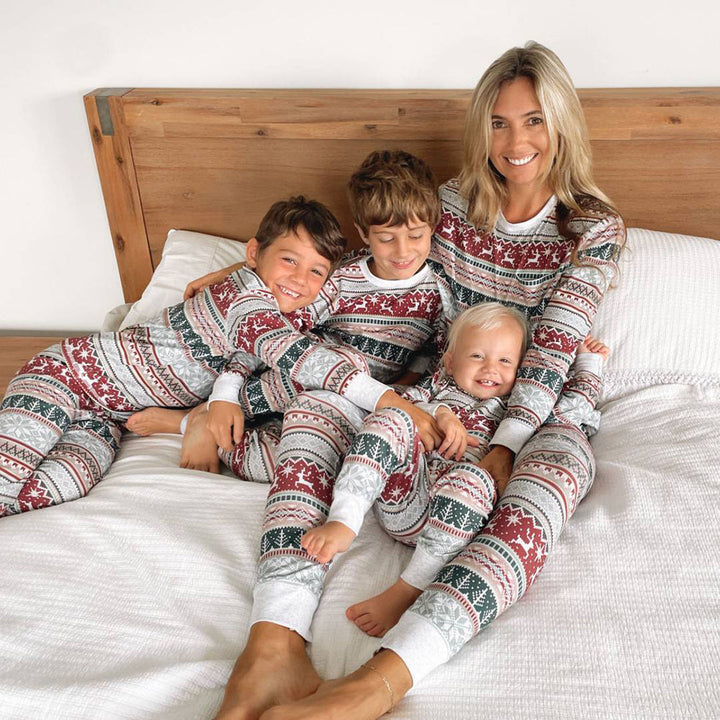 Conjunto de pijamas combinando para a família Feliz Natal Pijama cinza de Natal
