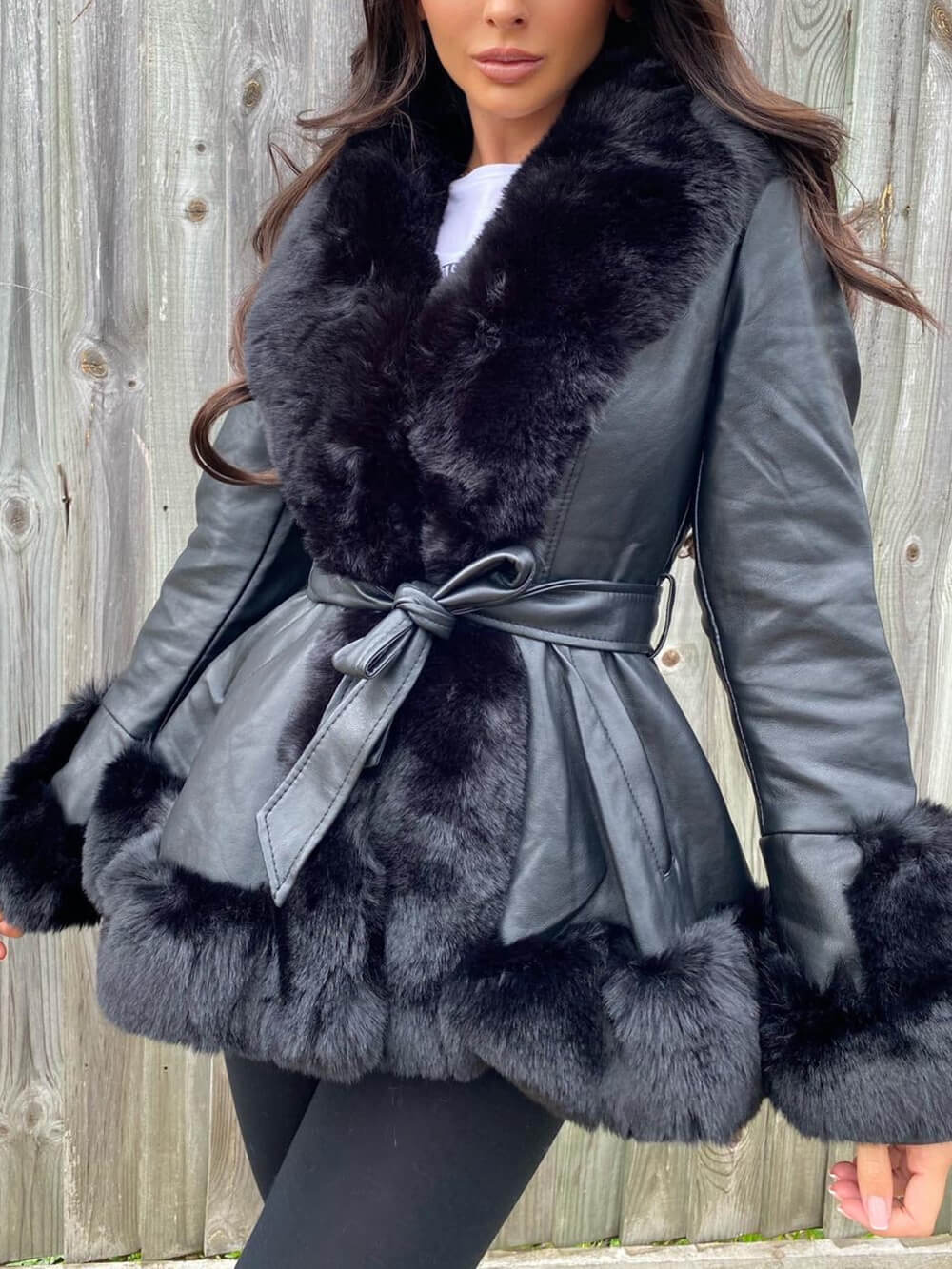 Freya pelsfrakke med bælte