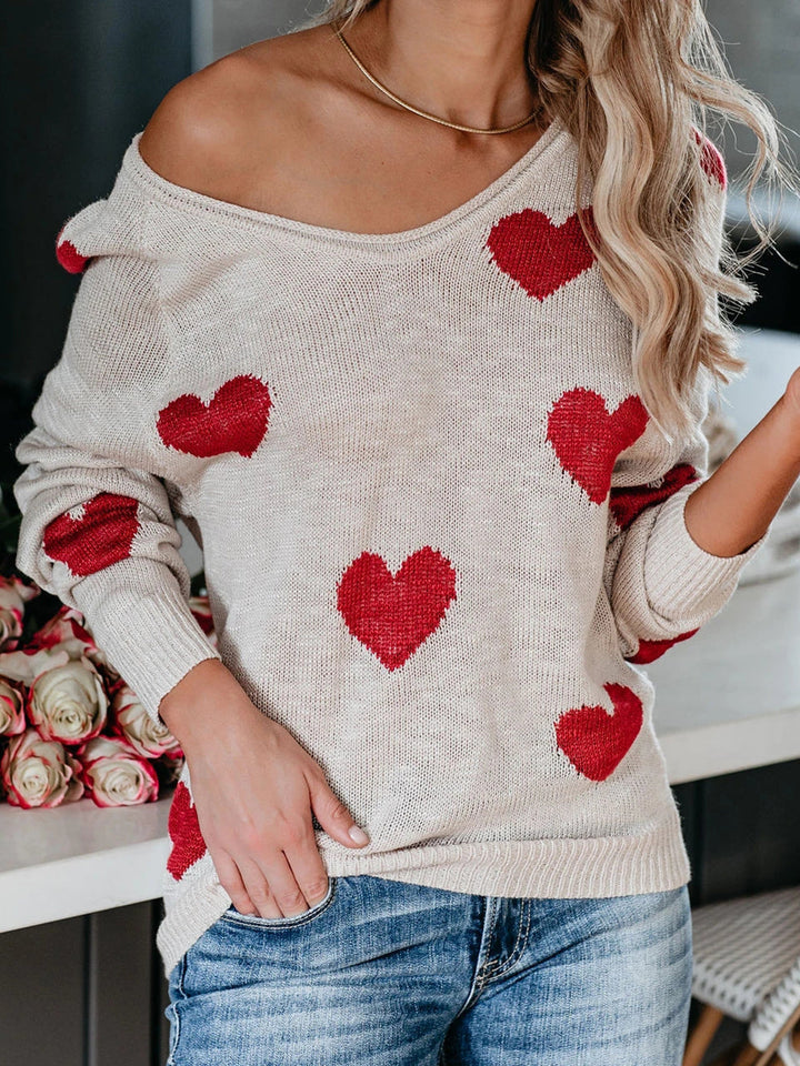 Pull en tricot à col en V pour la Saint-Valentin