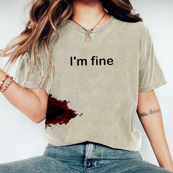 Koszulka „Zakrwawiona koszulka „Jestem w porządku”.