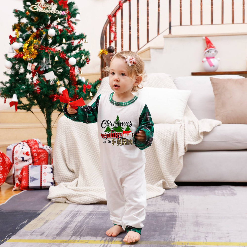 Glædelig jul Grønt plaid og sort pyjamassæt