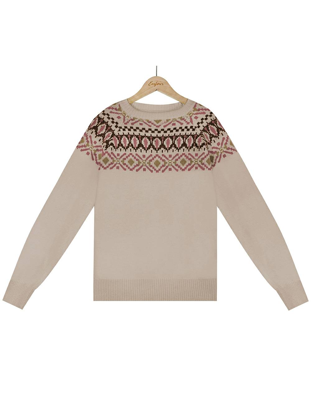 Suéter de punto con bloques de color bordado