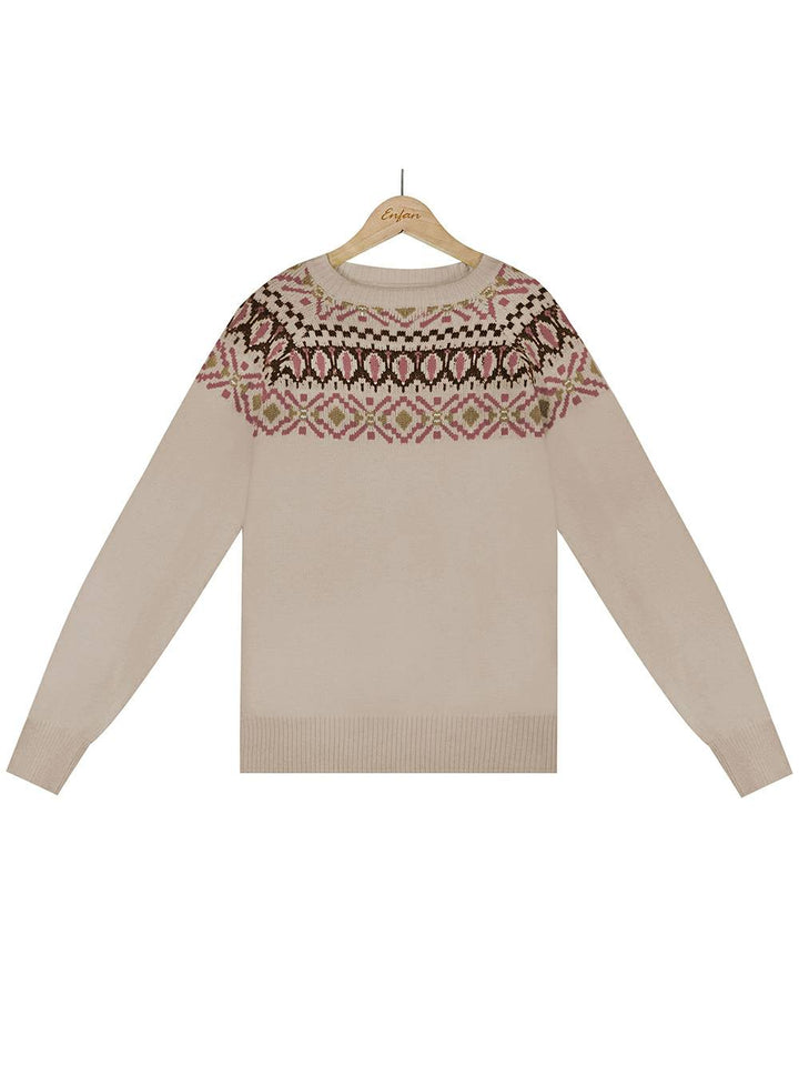 Embroidered Color Block Knit Sweater