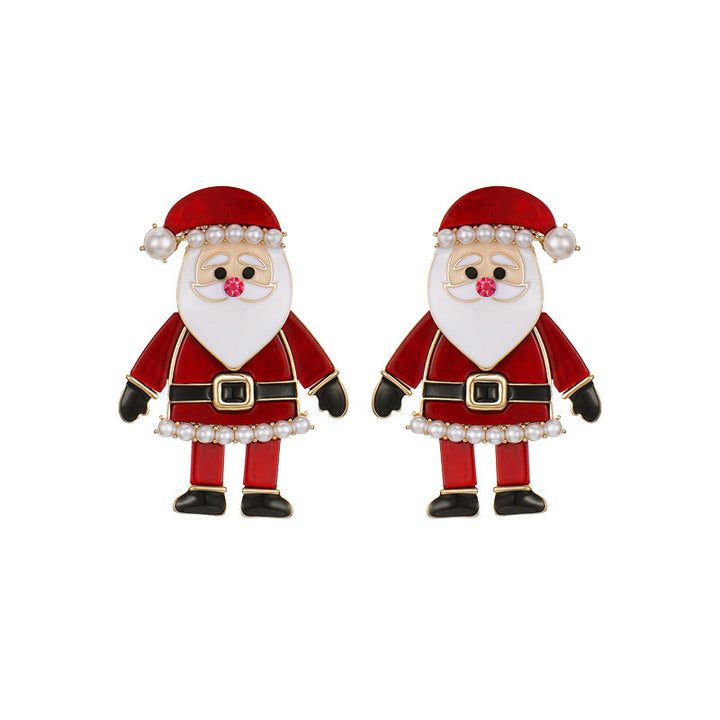 Christmas Cute Stud Earrings Movable Santa Claus