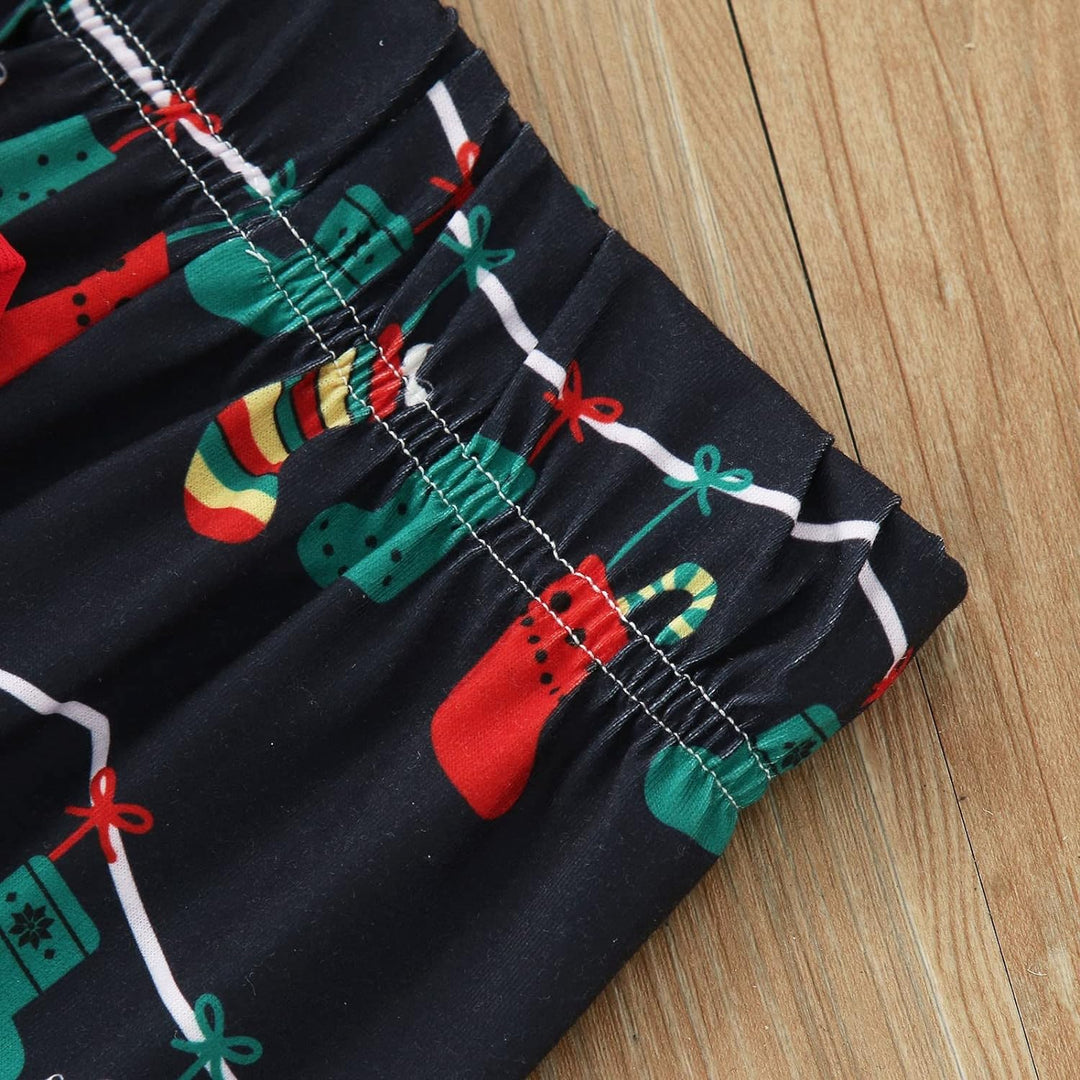 Siyah Noel Ampulü Fmalily Eşleşen Pijama Setleri (Pet'in köpek kıyafetleriyle birlikte)