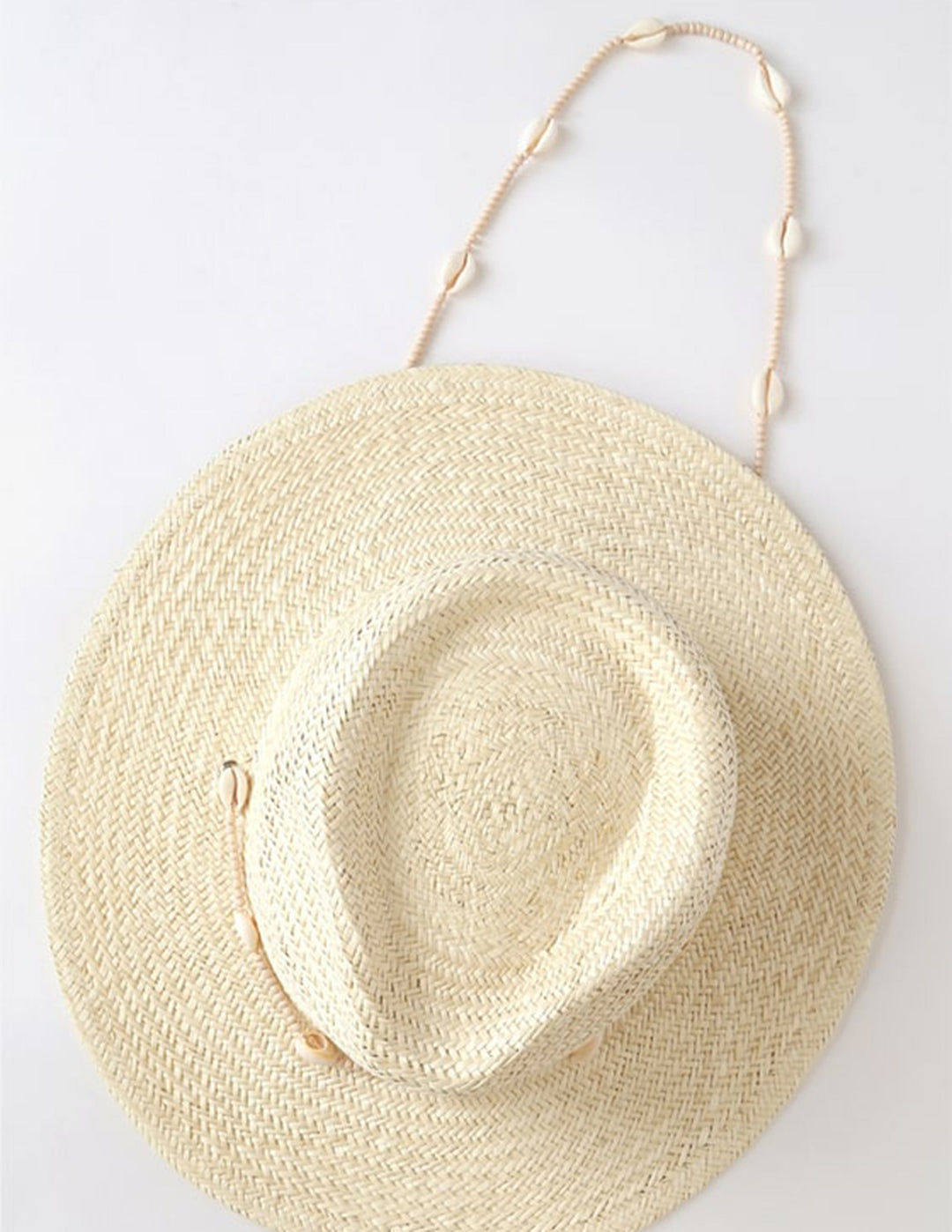 Sombrero Fedora de paja natural Seashells