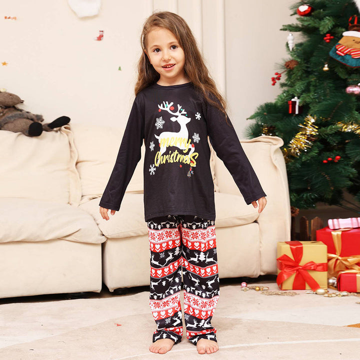 Conjunto de pijamas combinando para a família de Natal Pijama de veado preto