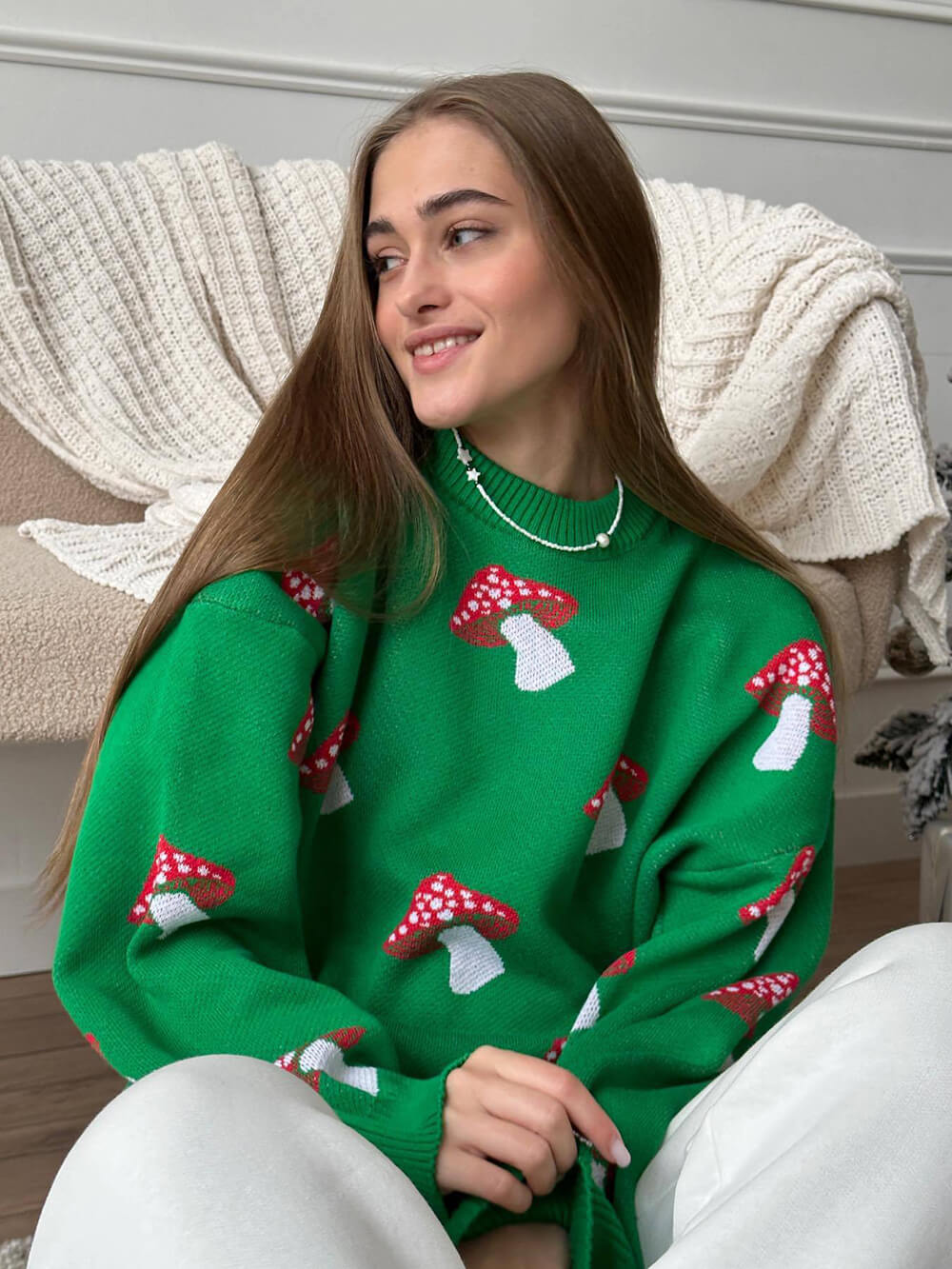 Svampemønster Kontrast Pullover Sweater