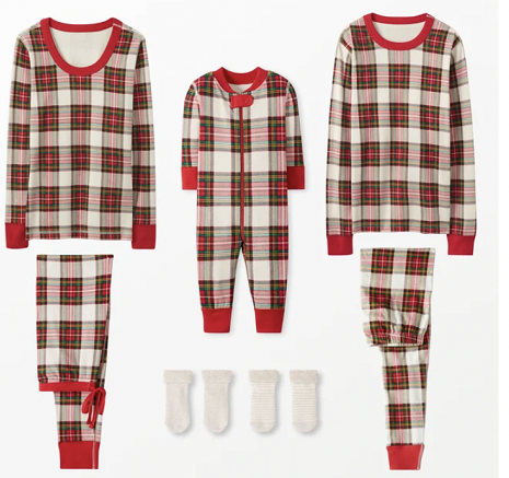 Conjunto de pijama familiar a juego con cuadros de colores mezclados (con ropa para perros)