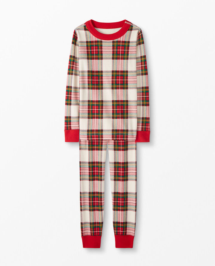 Farblich passendes Fmalily-Pyjama-Set mit Karomuster (mit Haustier-Hundekleidung)