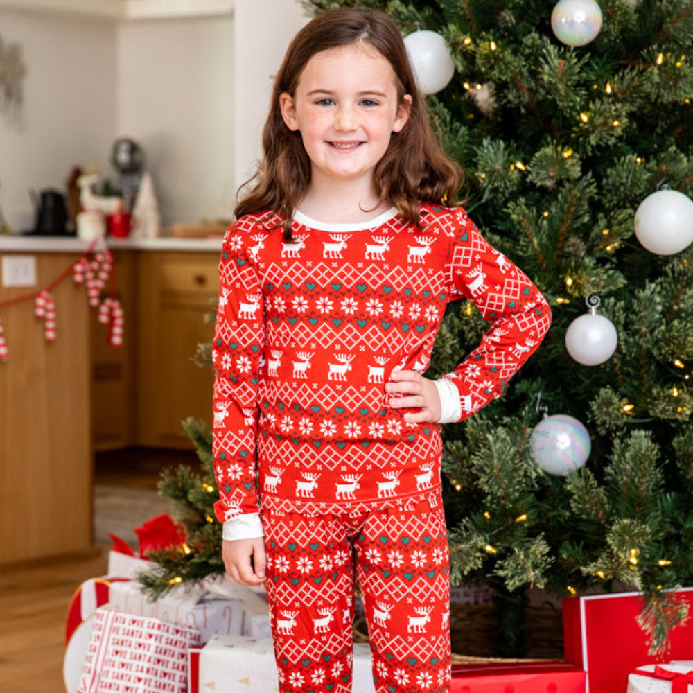 Pyjama assorti familial avec élan de Noël