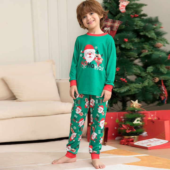 Julefamilie matchende pyjamassett Grønn julenissepysjamas