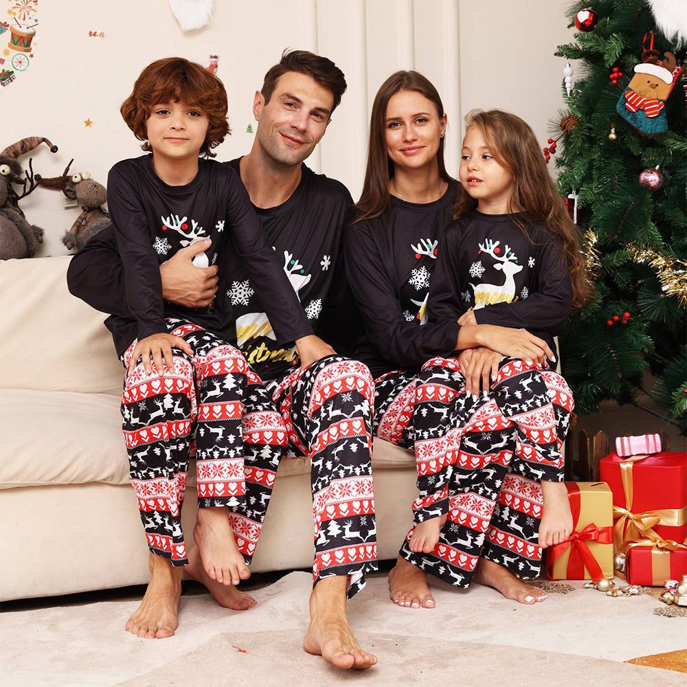 Jul Familj Matchande Pyjamas Set Black Deer Pyjamas