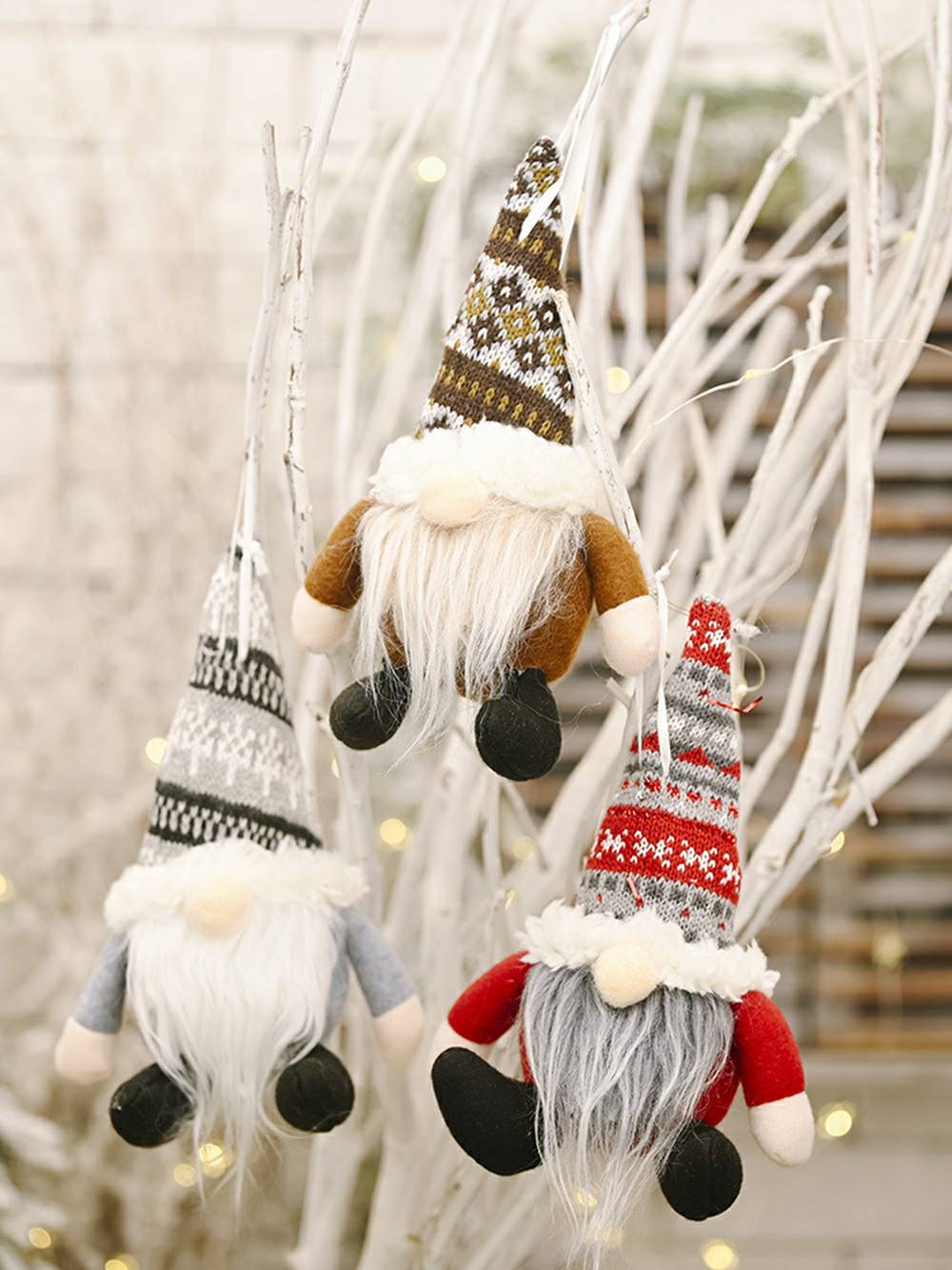Kerst bos gebreide Rudolph Gnome pop