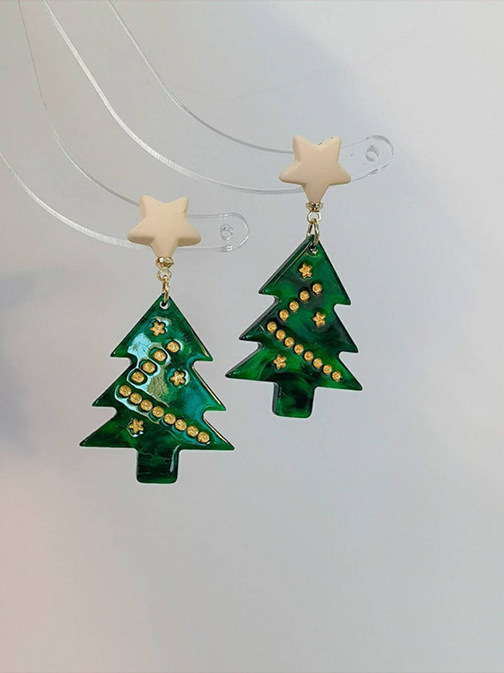 Christmas Tree Art Deco Earrings