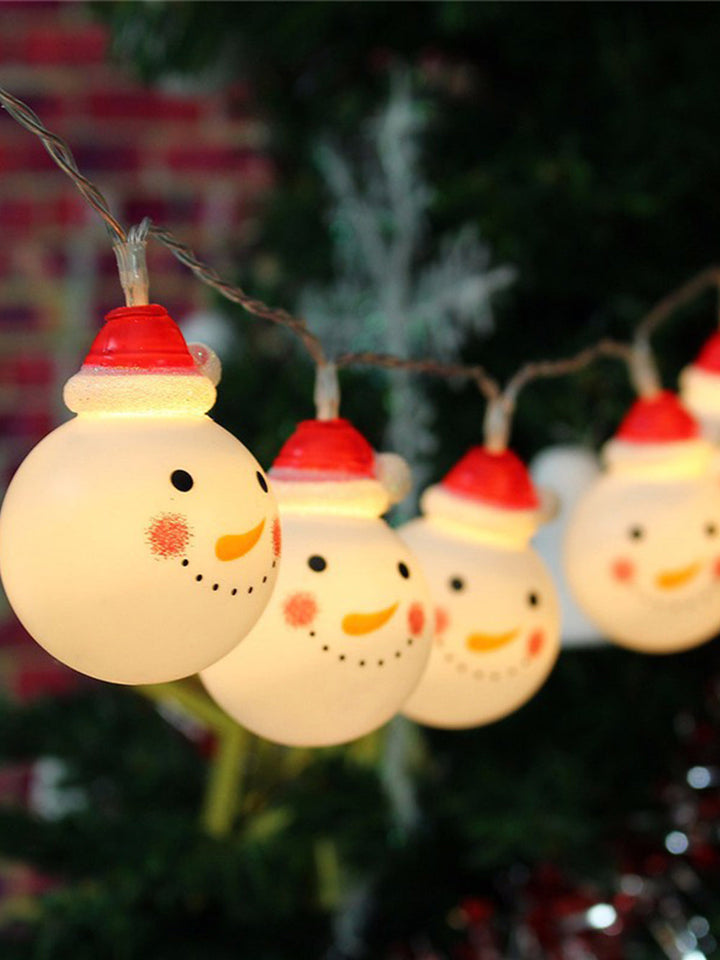 Luces LED de cadena de muñeco de nieve de Navidad