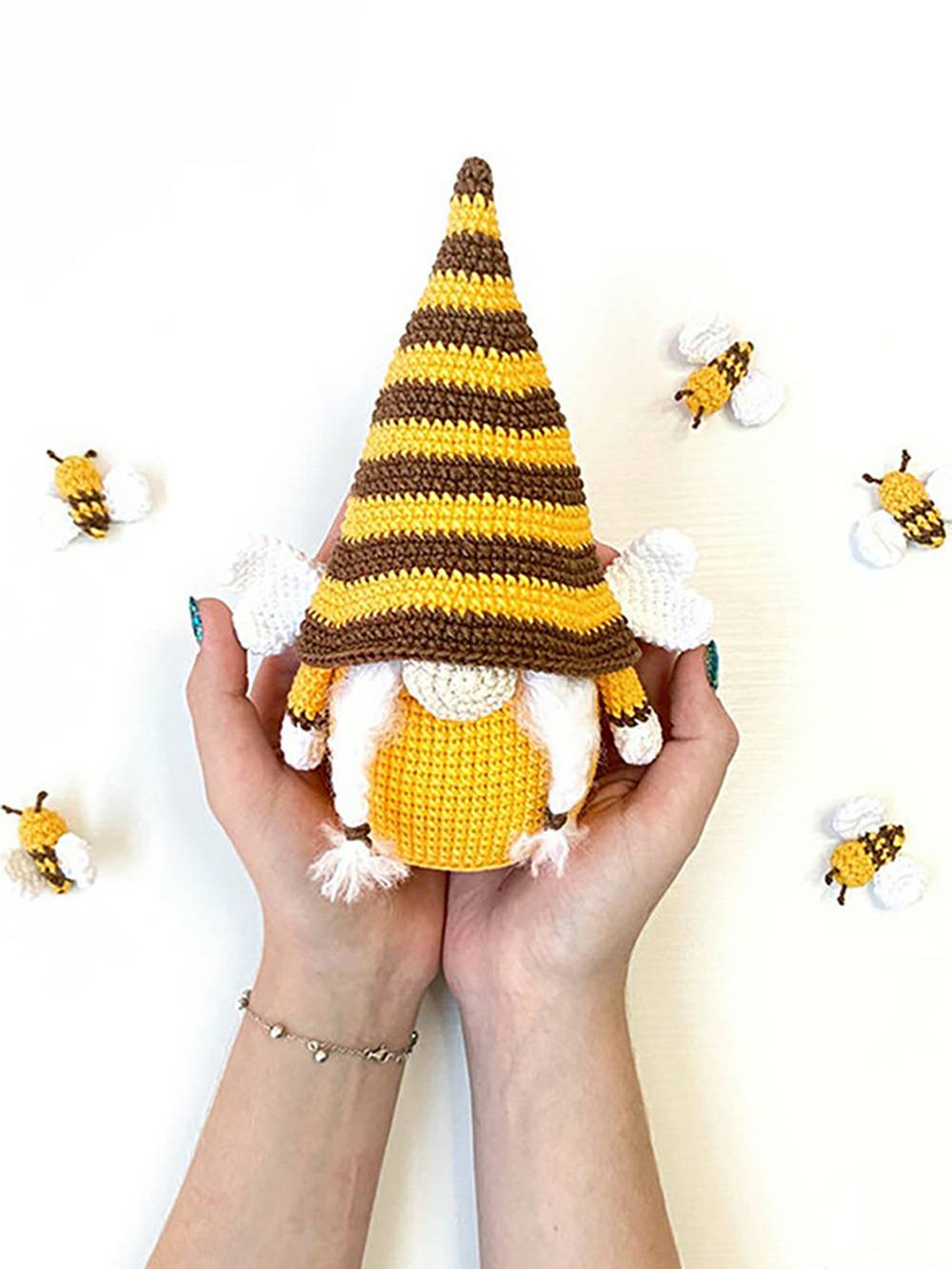 Sunflower Knit Bumblebee Gnome Christmas Decoration
