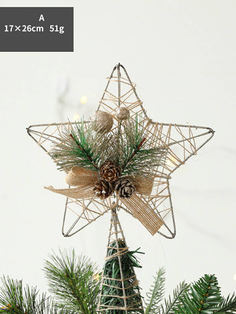 עץ חג המולד אמנותי: פנטגרם זהוב תלת מימדי