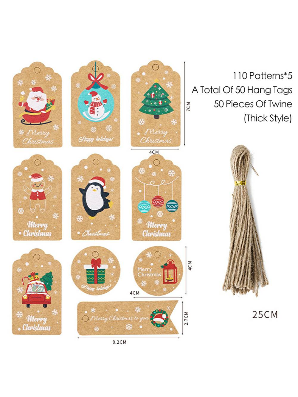 Étiquettes de décoration de Noël - Carte cadeaux de Noël