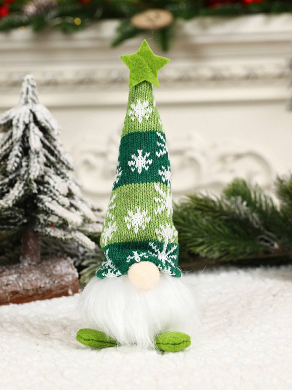 Świąteczna pluszowa świecąca dioda LED w kształcie płatka śniegu, długonoga lalka Rudolf