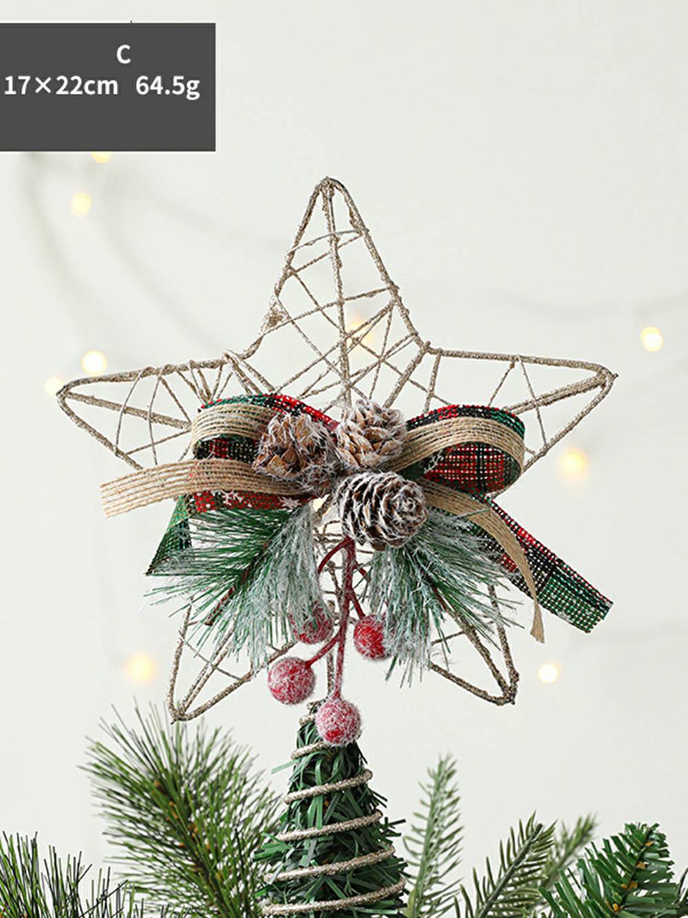 עץ חג המולד אמנותי: פנטגרם זהוב תלת מימדי