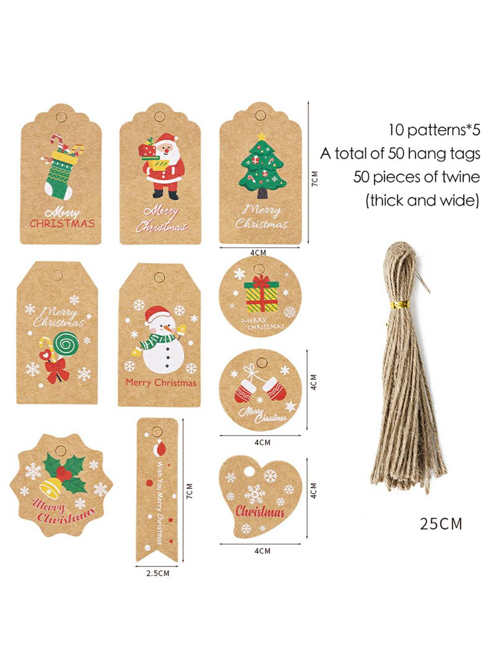Tagi do dekoracji świątecznych - karta prezentów świątecznych