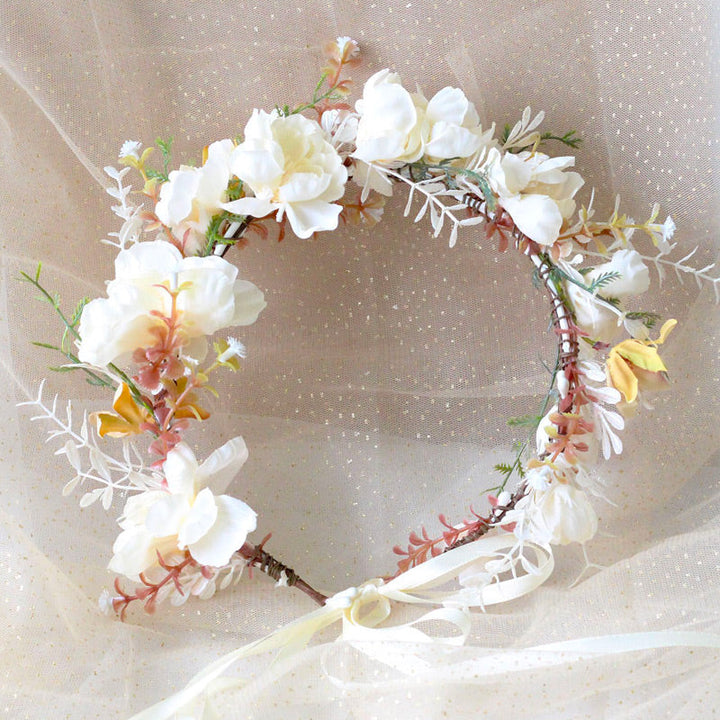 Couronne de fleurs nuptiale - Couronne de cheveux pivoine et roses